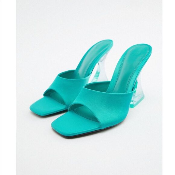 ZARA HIGH HEELED METHACRYLATE SANDALS - Picture 1 of 3